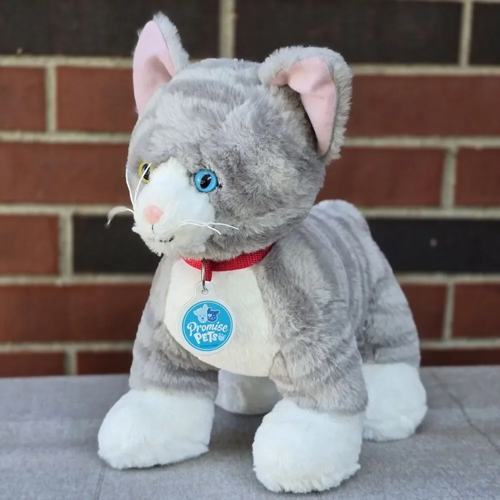Build-A-Bear Workshop Promise Pets Grey & White Cat Plush Heterochromia Eyes